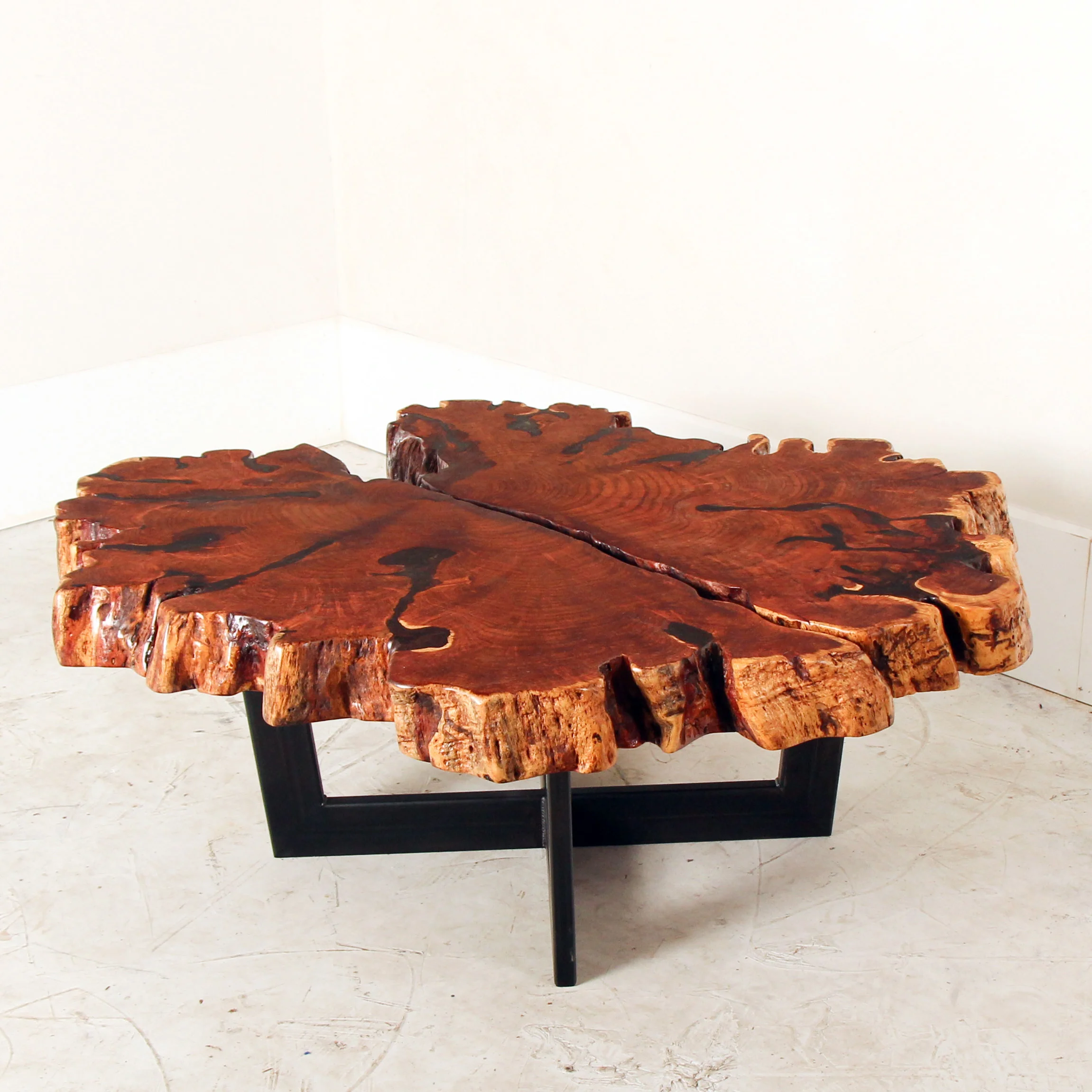 Mesquite Slab & Steel Coffee Table