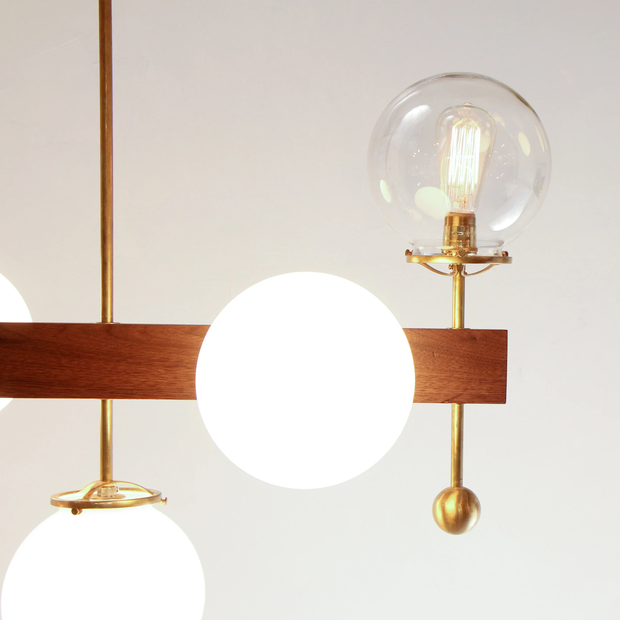 5 Globe Walnut Brass light