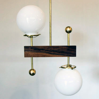 2 Globe Walnut Brass Light