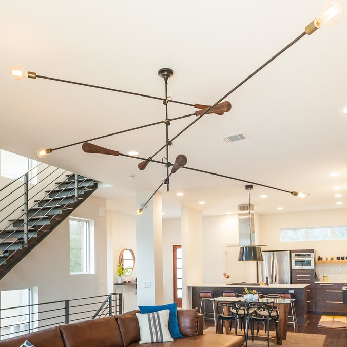Mobi Walnut Brass Chandelier