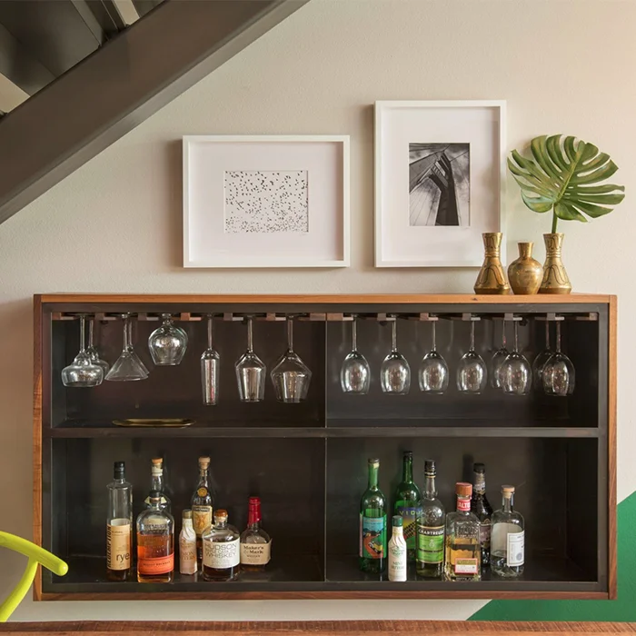 Walnut Steel Wine Cabinet