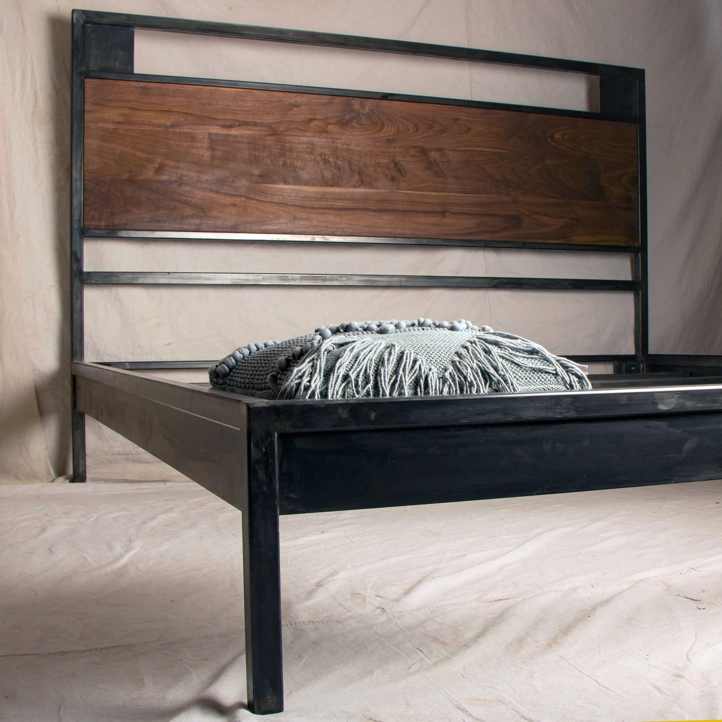 Steel Bed with Rattan