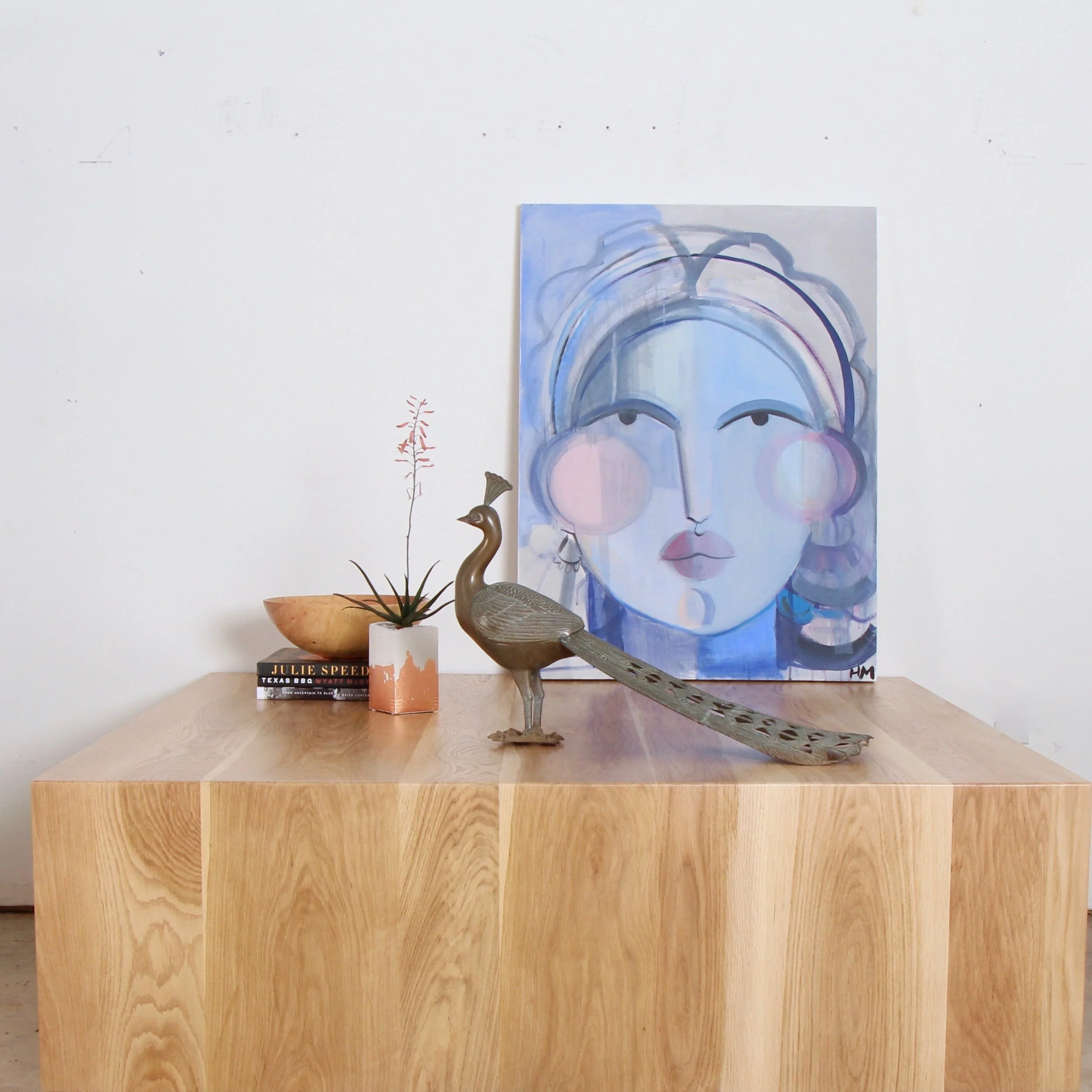 Low Large Square Pecan Coffee Table