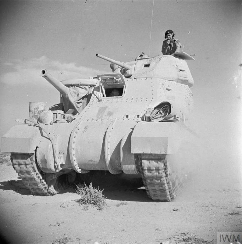 Grant tank advancing in the Western Desert, 18 June 1942. IWM photo E 13533