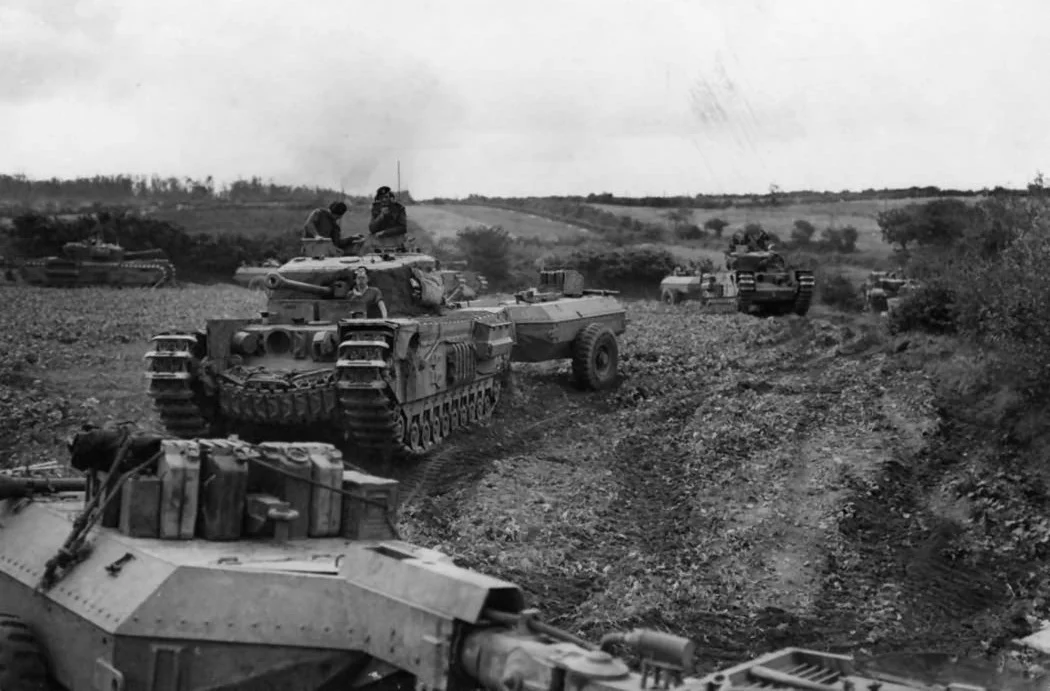 Crocodiles of B Squadron, 141 st Royal Armored Corps, which took part in the American attack on Brest. 