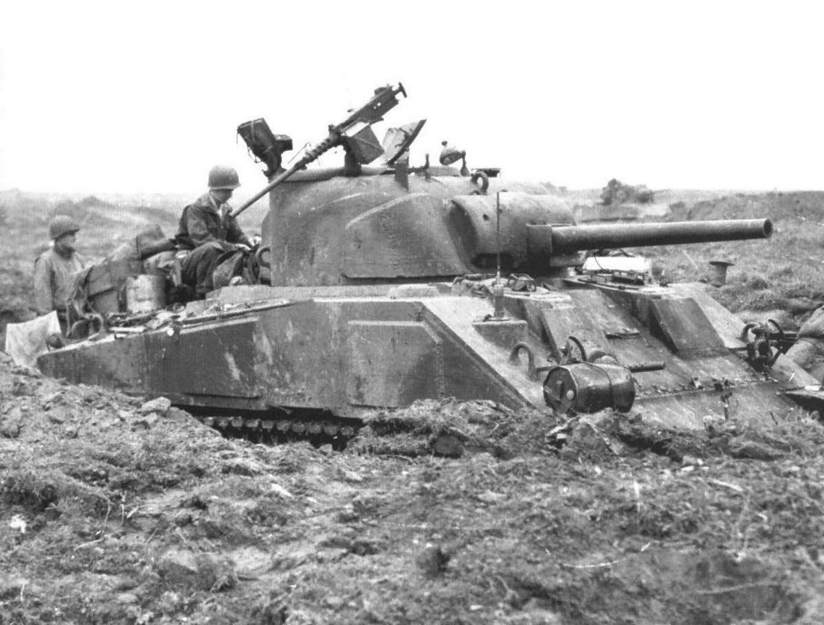 3/67 ARM RGT M4 in defensive position, Ubach, Germany. 10 Oct 1944