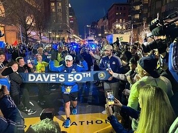 It took 1,310 miles to get here, but because of the support and encouragement of family, friends, and colleagues, I was able to finish my 50th Boston Marathon Monday evening. I was thrilled to be joined by so many dear friends and running icons, alon