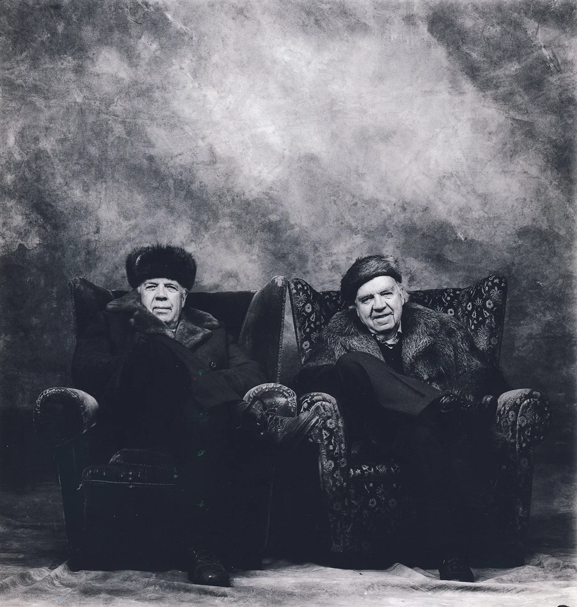 Lasse og Henki Kolstad, 1996. Foto: Morten Krogvold. Bildet er med i boken 100 portretter fra slutten av de første 100 år , utgitt av Norsk filminstitutt