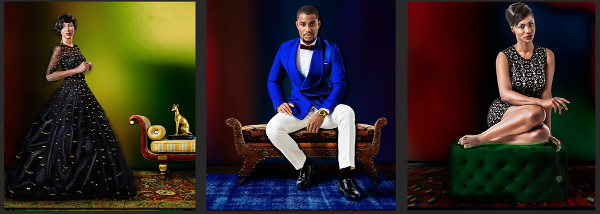 Tre portretter av Nollywood-filmstjerner