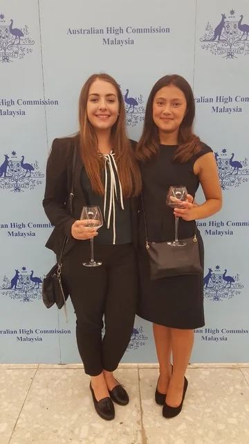 Hannah is pictured above (left) with Anne Thomson at the Australian High Commission