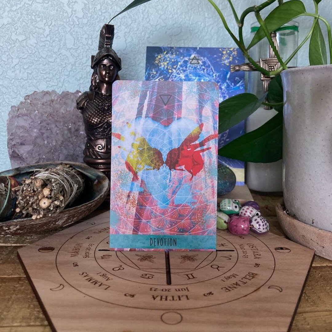 Today I woke up early and went into my &ldquo;tarot room&rdquo; to get some thoughts down. I had some epiphanies and some really healing things come through that have inspired me for today. My oracle card for today is Devotion and it shows the bee pa