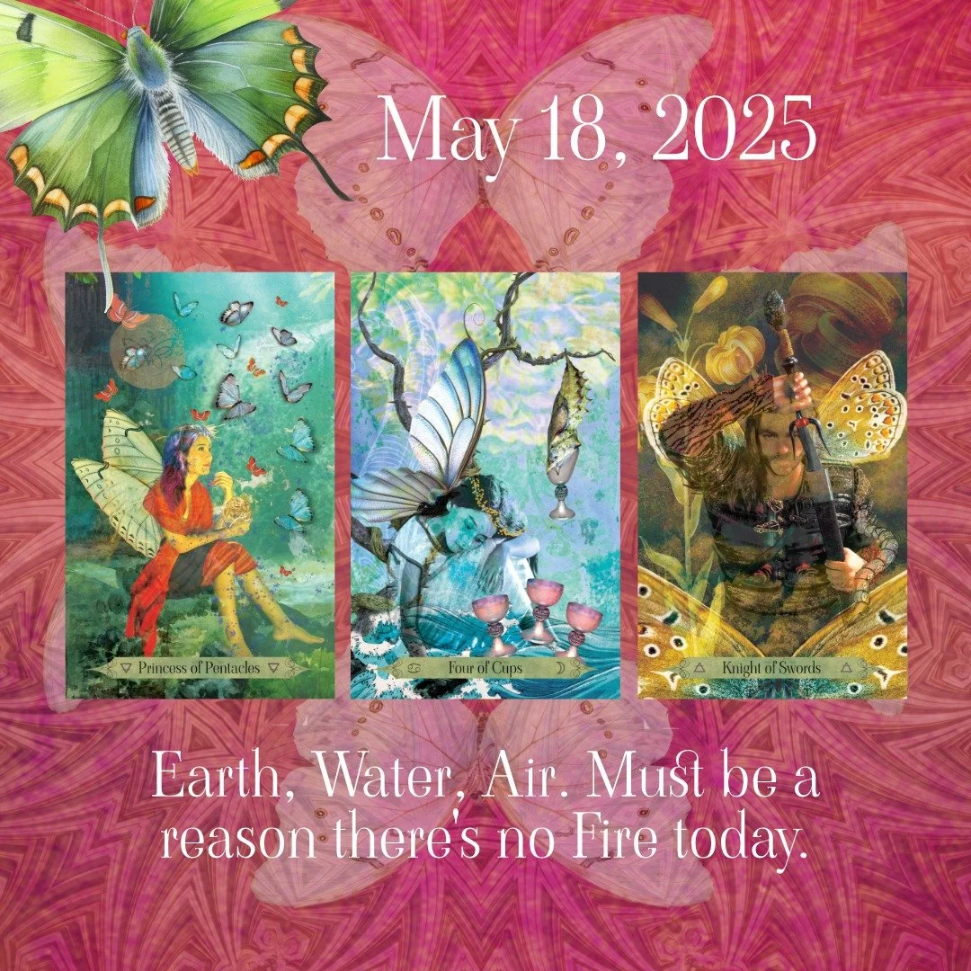 In today&rsquo;s reading, the 4 of cups isn&rsquo;t about boredom, it&rsquo;s about a little melancholy. With too much happening in the world, how can you take on one more cup with joy and enthusiasm? It&rsquo;s like ugh.
At the same time in the back