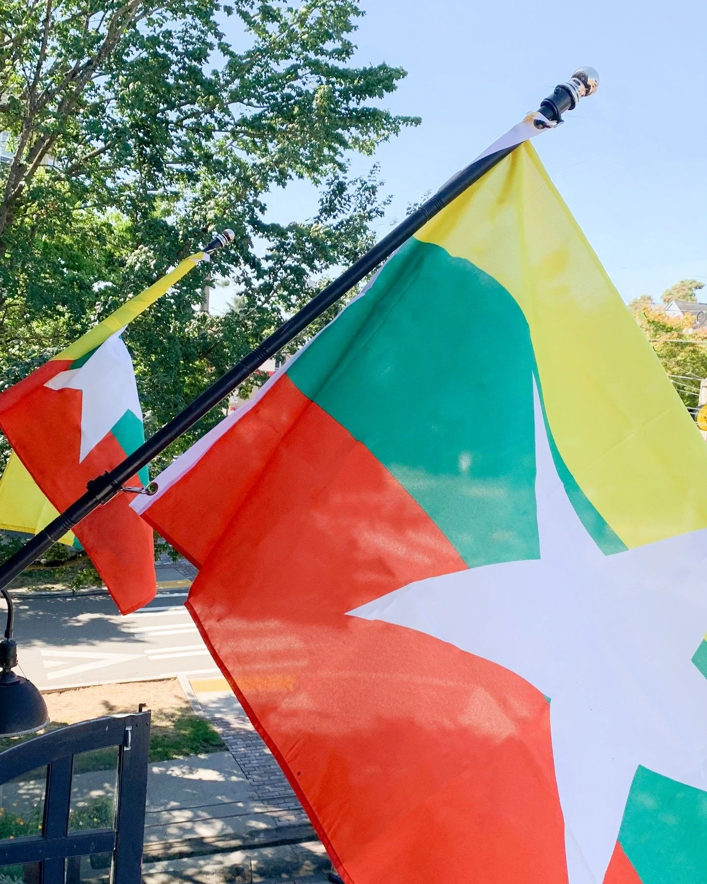 New Myanmar 🇲🇲 flags are up at the Firestation - swipe for more on the escalating humanitarian crisis happening in Myanmar. This is the latest posting in our series on the HUMAN costs of global conflicts. See our previous post on Ukraine. 

If you 