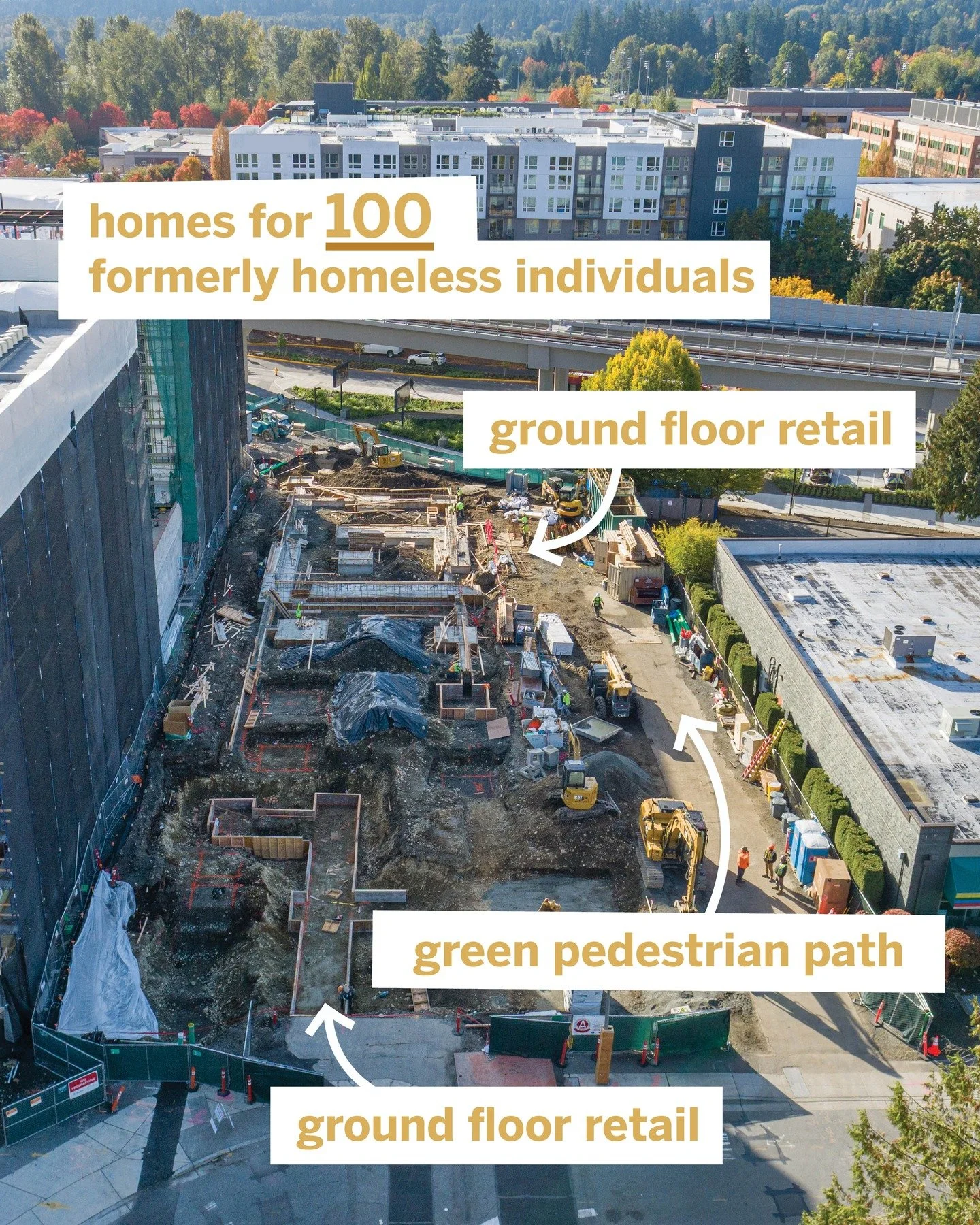 Golden leaves π, blue skies βοΈ, and fresh concrete at Plymouth Housing’s Redmond site this week! Foundations are being poured, and the footprint of this future supportive housing community is taking shape! π@walshbuilds π 
This 100-unit bui