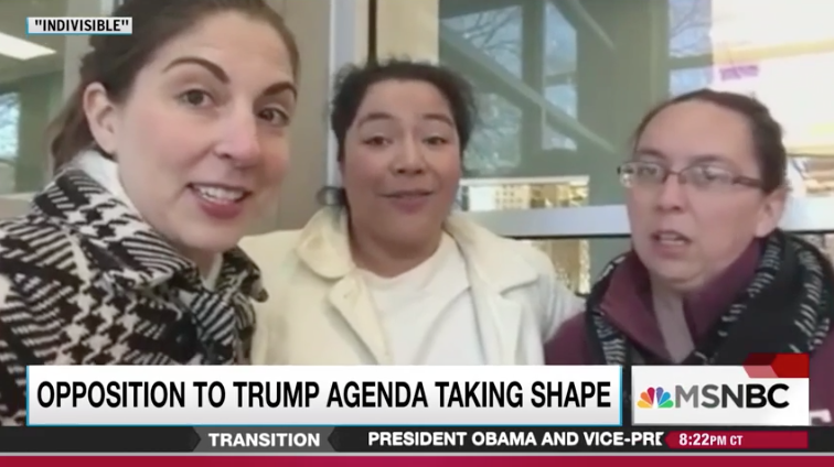 Ivonne Wallace Fuentes and fellow Roanoke Indivisible group members are pictured in the lobby of their member of Congress' office. The video appeared on MSNBC's The Rachel Maddow show and highlighted to tens of thousands of people across the country what was possible when constituents showed up to make their voices heard.