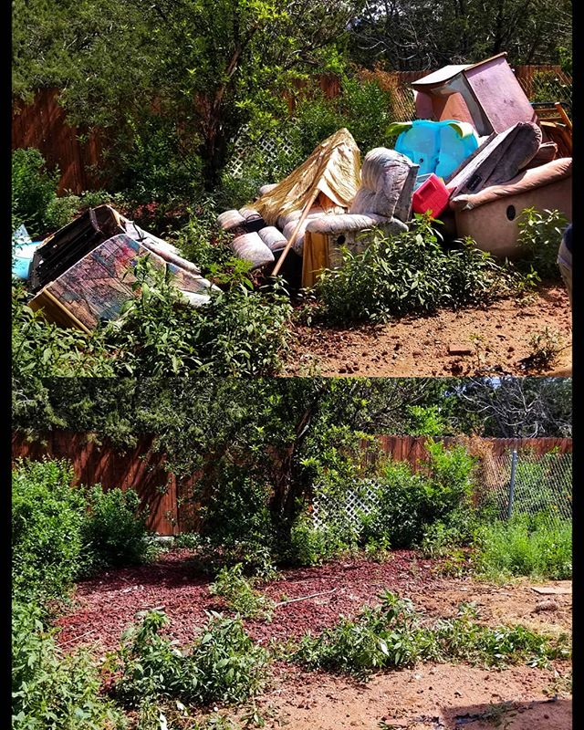 Another Junk Free Home. 
#santafe #backyard #cleanuptime #greenery #clutter #freedom
