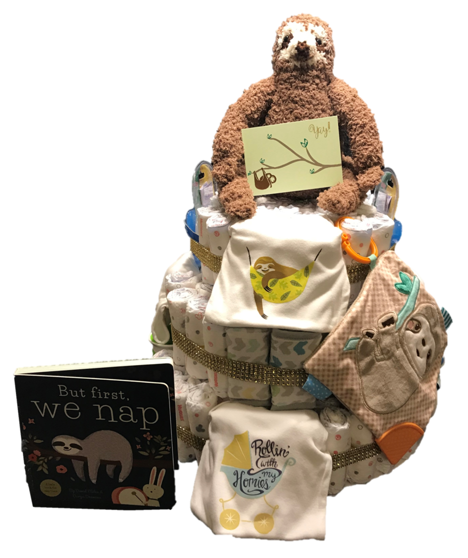 sloth diaper cake