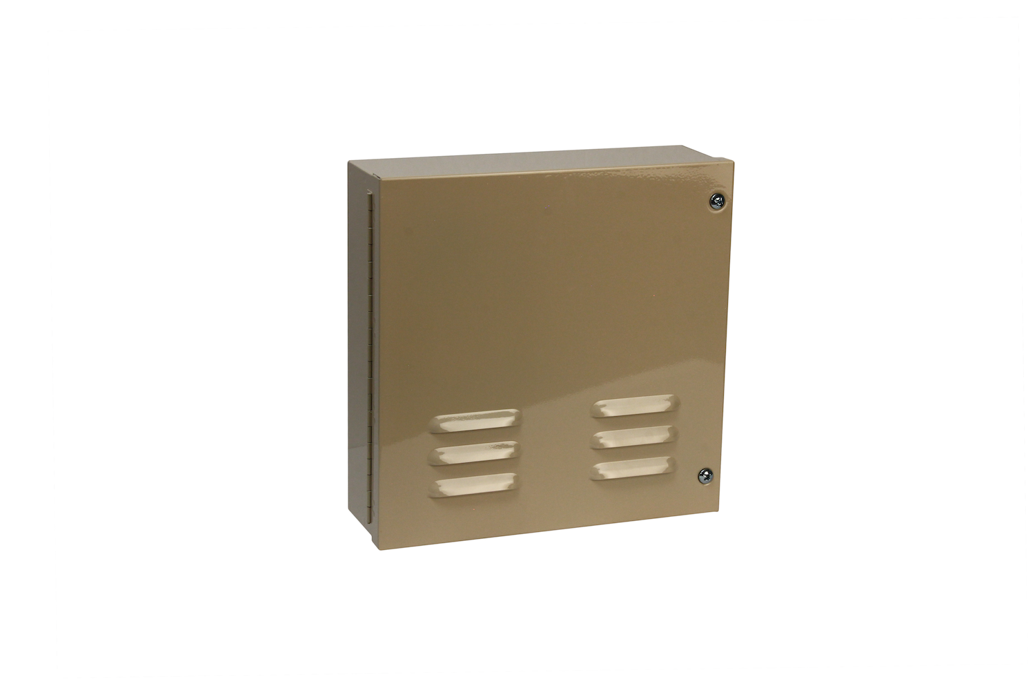 #1000 Series Bell Box / Hinged Overall dimensions 11 x 11 x 3 1/2“ 20 ga electro—galvanized steel Individual weight 10 lbs Master carton 14 x 14 x 8" Gloss beige powder coating With 12v 10” burglar bell & plunger type Tamper switches installed / stainless screws included
