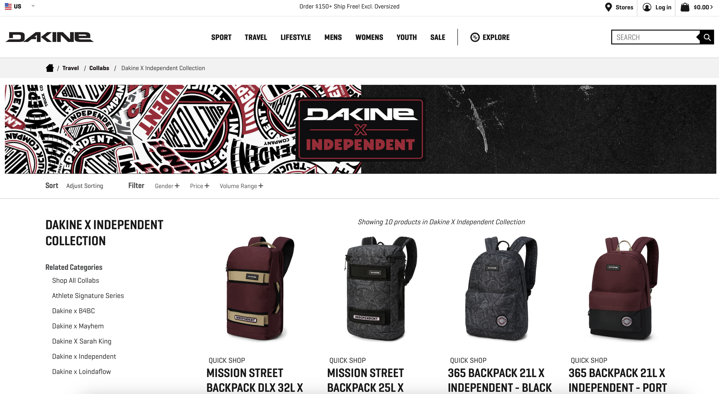 Dakine x Independent Product Page