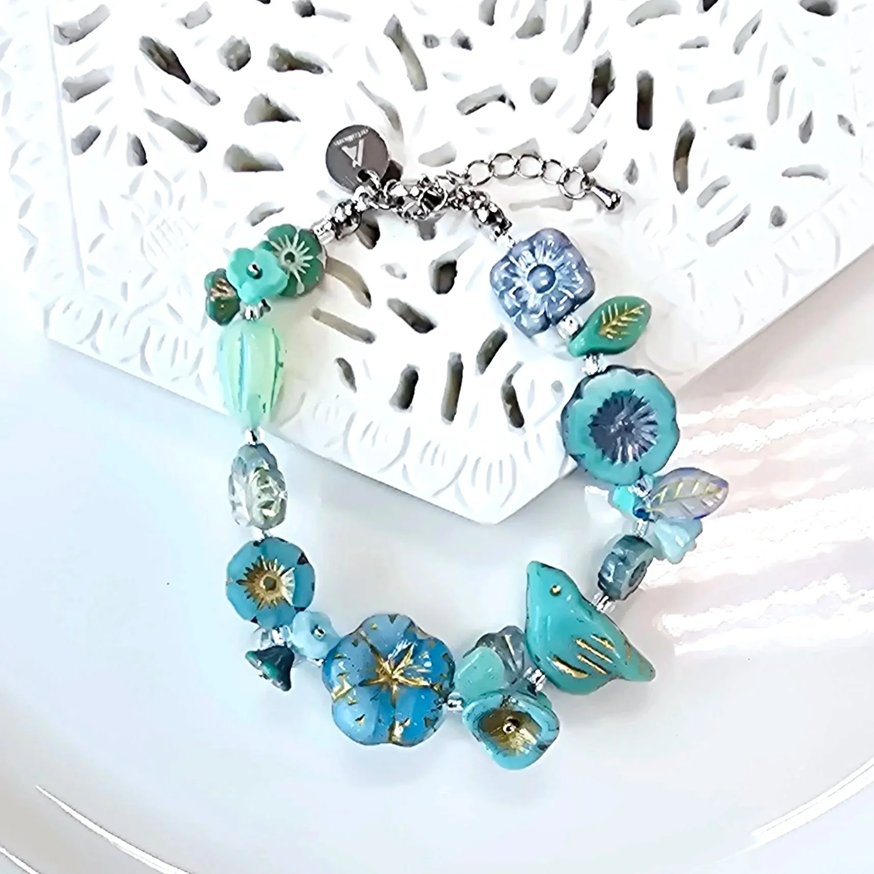 Bird & Flower Series, Peranakan Spring Turquoise Milk Blue - Ashley Ang