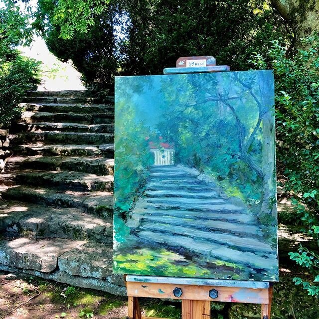 First day of painting at Cheekwood, so far so good! Now I&rsquo;m heading back to the studio for a little more work on this one.