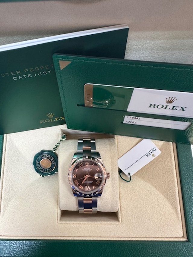 *SOLD*  178341 ROLEX DATEJUST 31MM CHOC DIA DIAL MINT