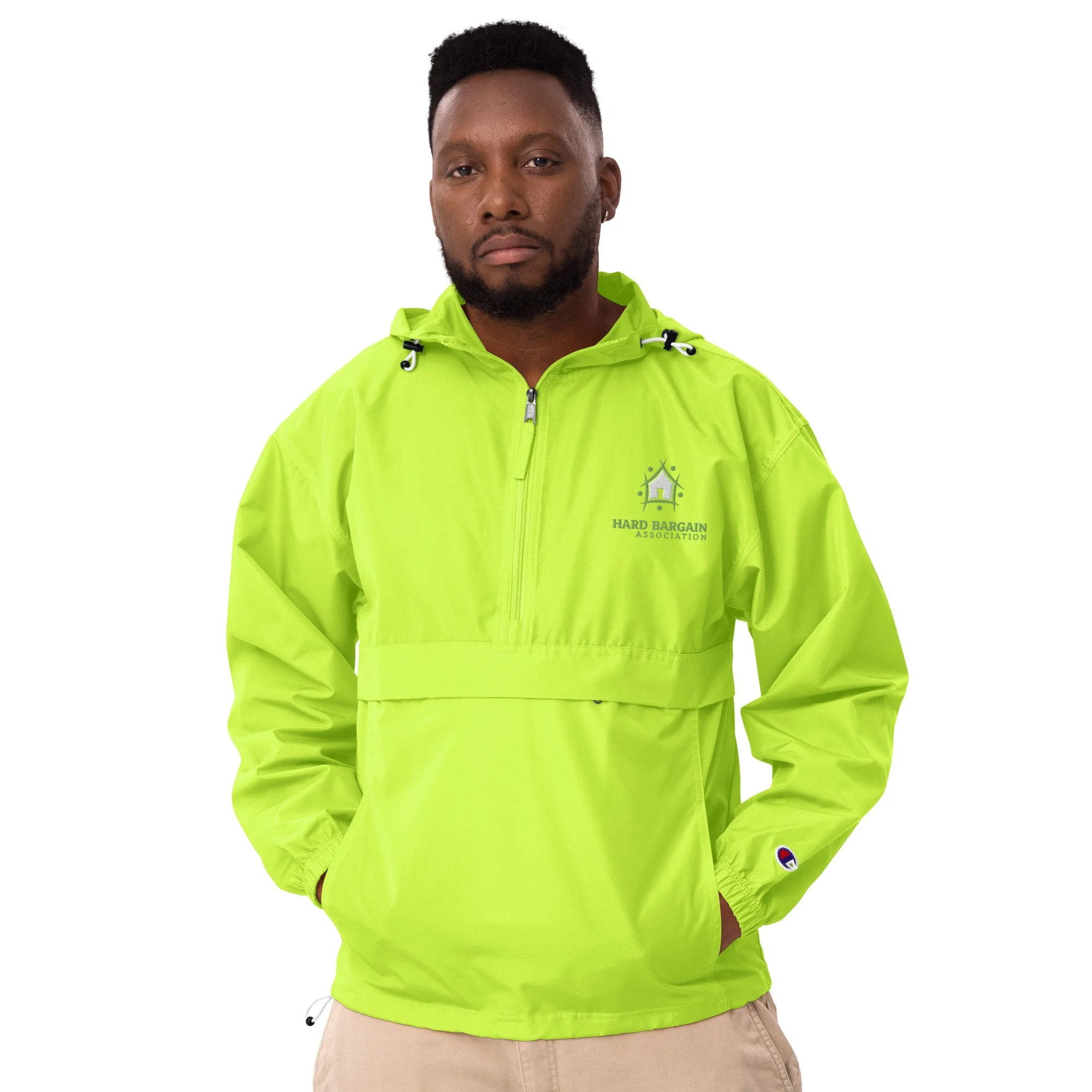 HBA Embroidered Champion Packable Jacket w/house on top — Hard 