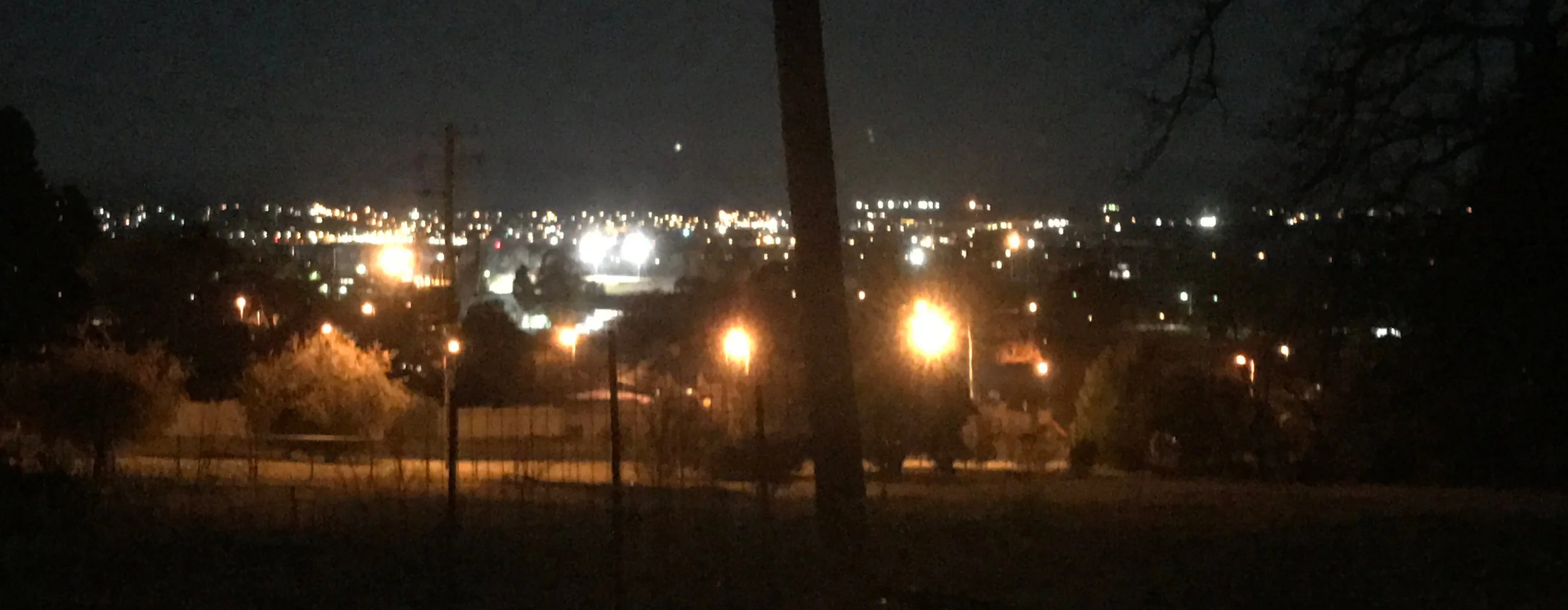 The night lights of Bathurst from the Bush Bakery.