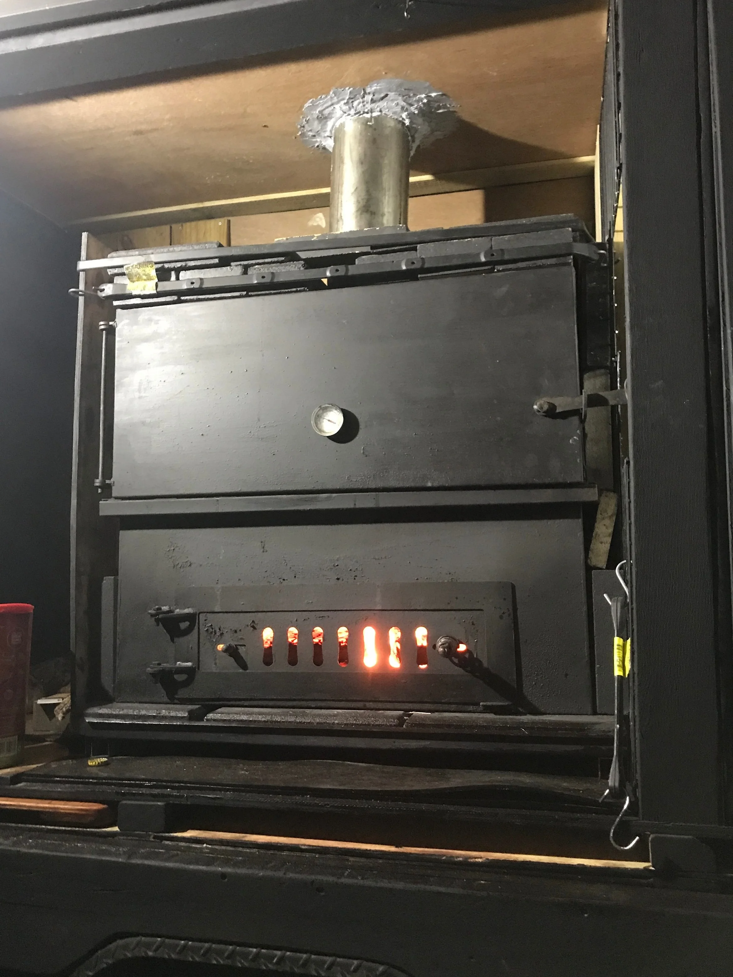 The Bush Oven installed on the trailer.