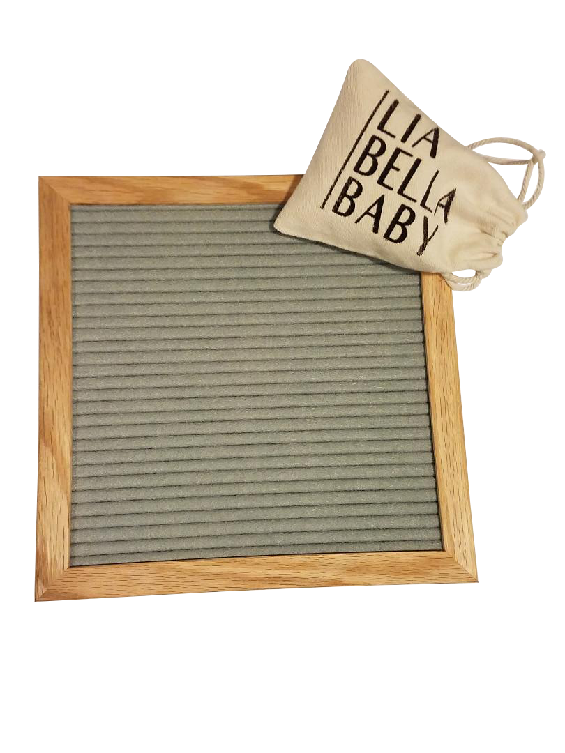 Felt Letter Board Pink and Gray Double Sided with Stand and 600 Letters 10x10 American Oak Wood Changeable Message Board Pregnancy Baby Announcement Sign Livvy Creations 