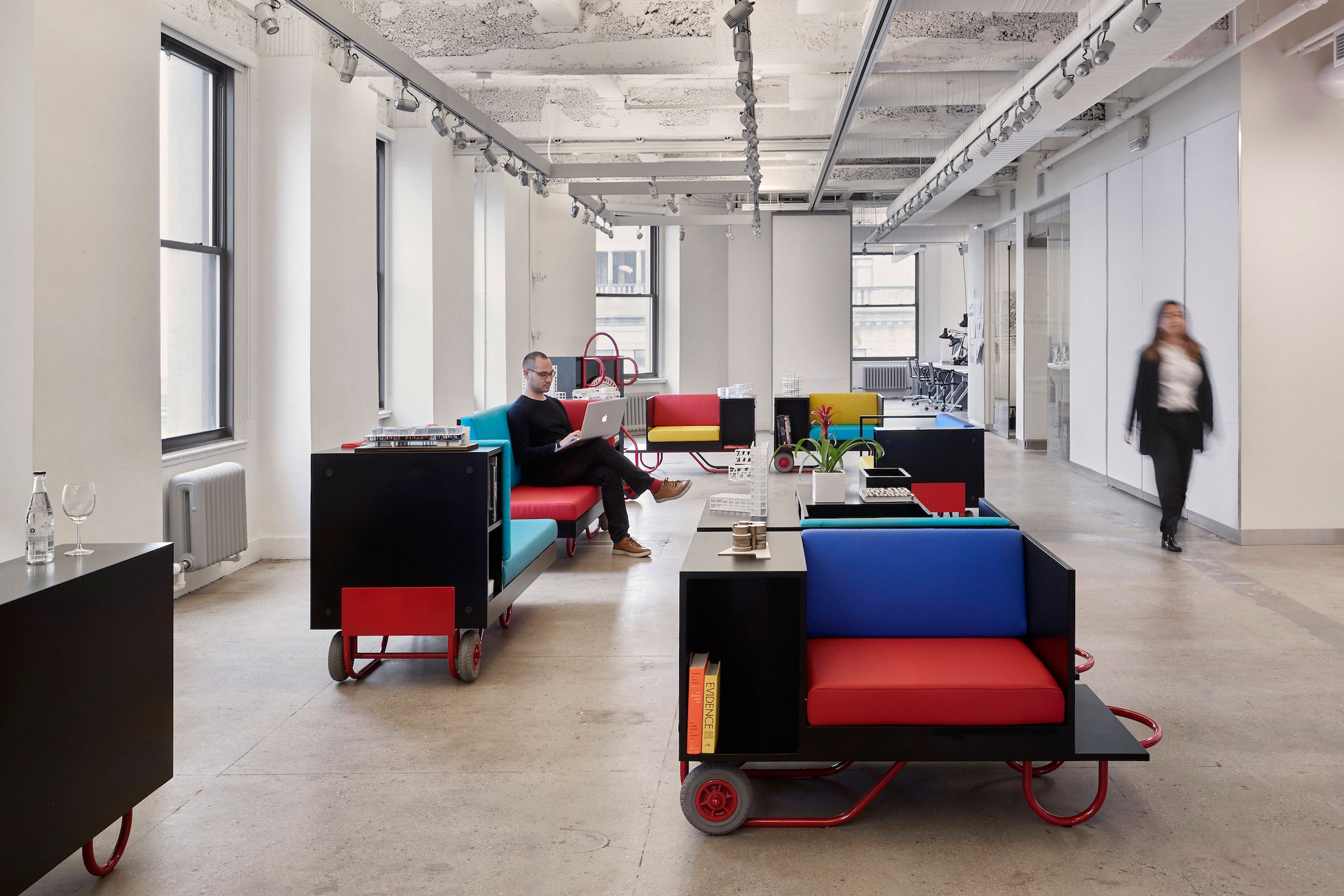 For example, a piece that functions as a two-seater sofa in its reclined position may transform into a coat rack for an event when it's upright. When a piece is in one posture, one can notice subtle hints that it can be used in another stance. This