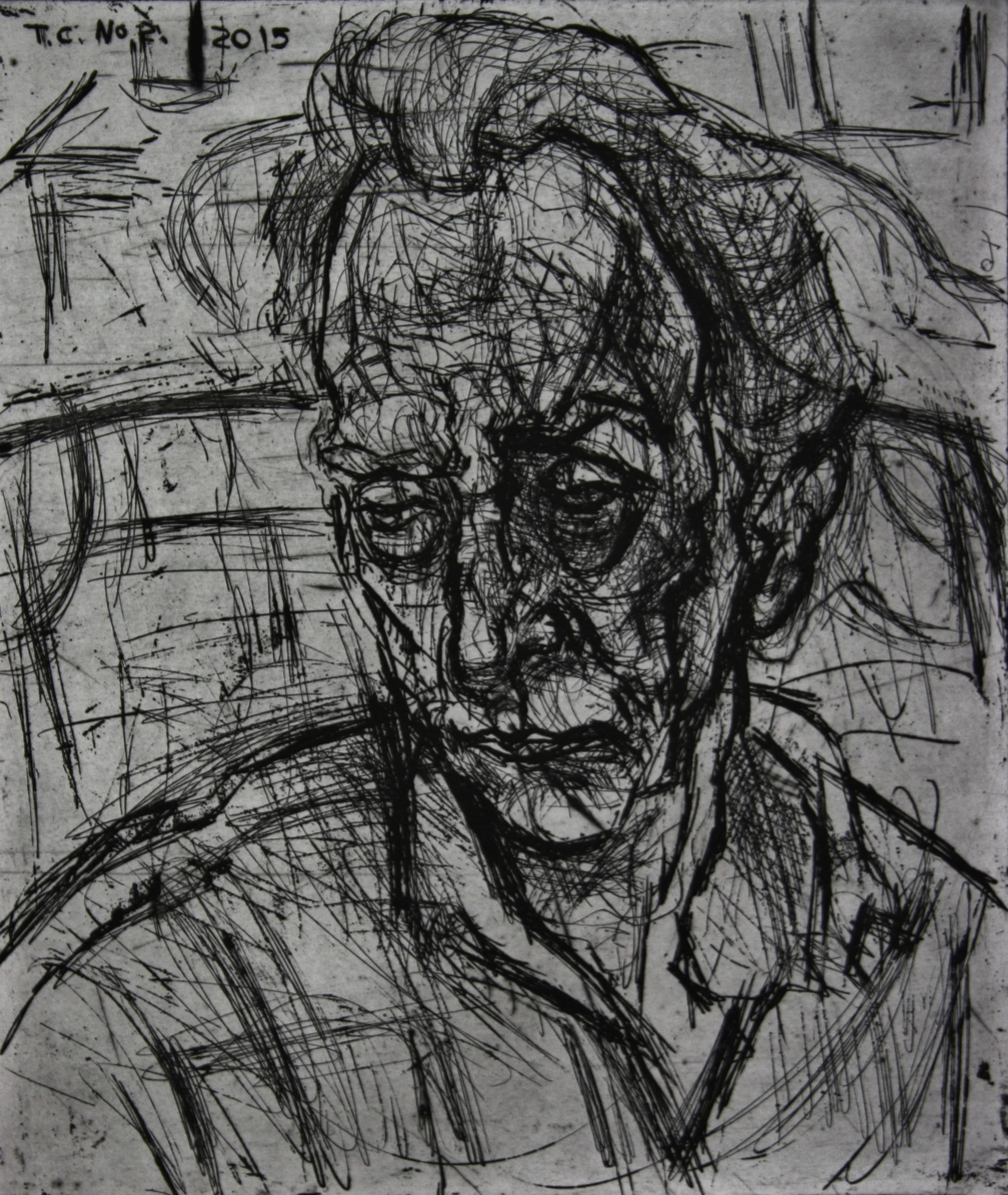 Portrait of T.C. No. 2 Copper Etching, 33x28cms, 2016