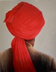 Red turban, tobacco jacket 20” x 16” £3,950
