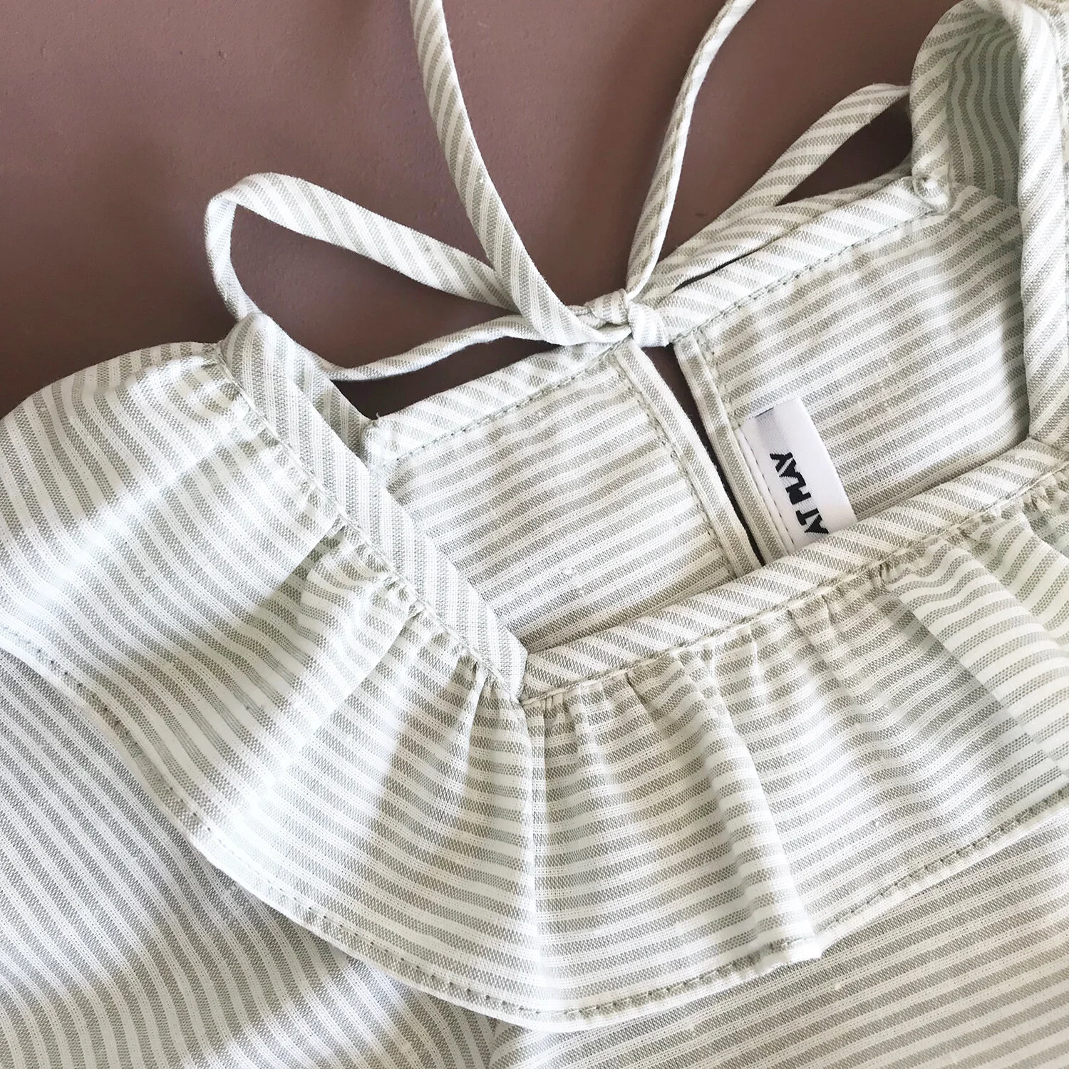 lawn dress - thin green stripe