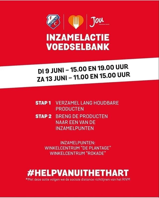 Steun de voedselbank! @fc_utrecht @jou_zuilen #voedselbank #deplantage #rokade #helpvanuithethart