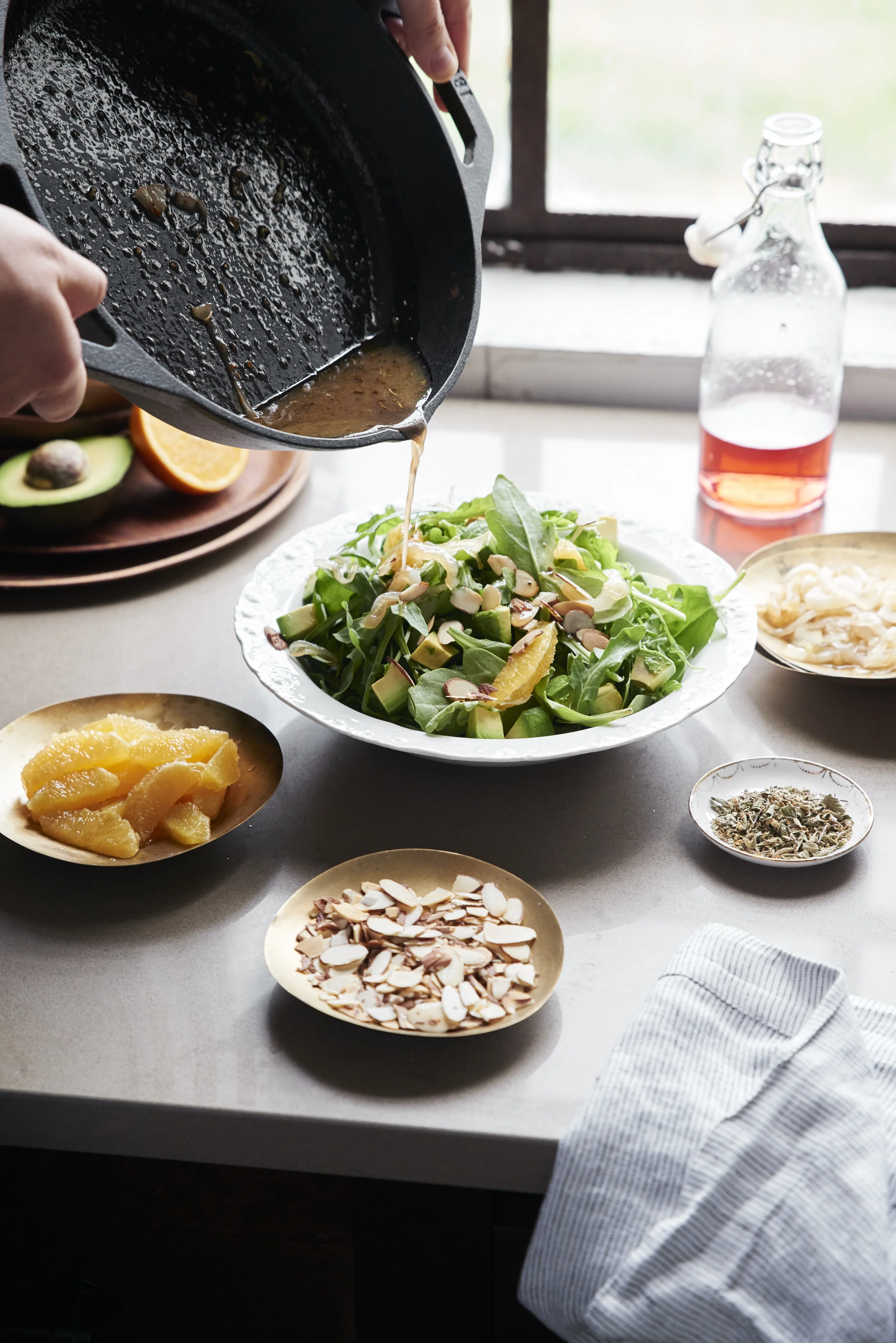 Arugula Salad with Orange and Sweet Pan Drizzle