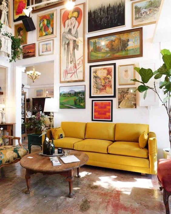 A comfortable, but beautiful space that puts all the focus on a well curated art collection.