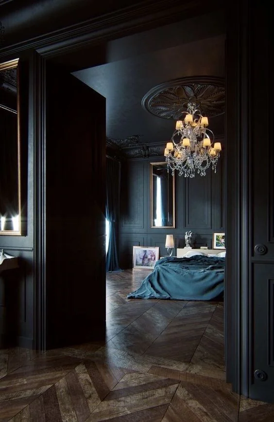 A dark bedroom, with lots of sunlight, allows for a comfortable, reclusive space.