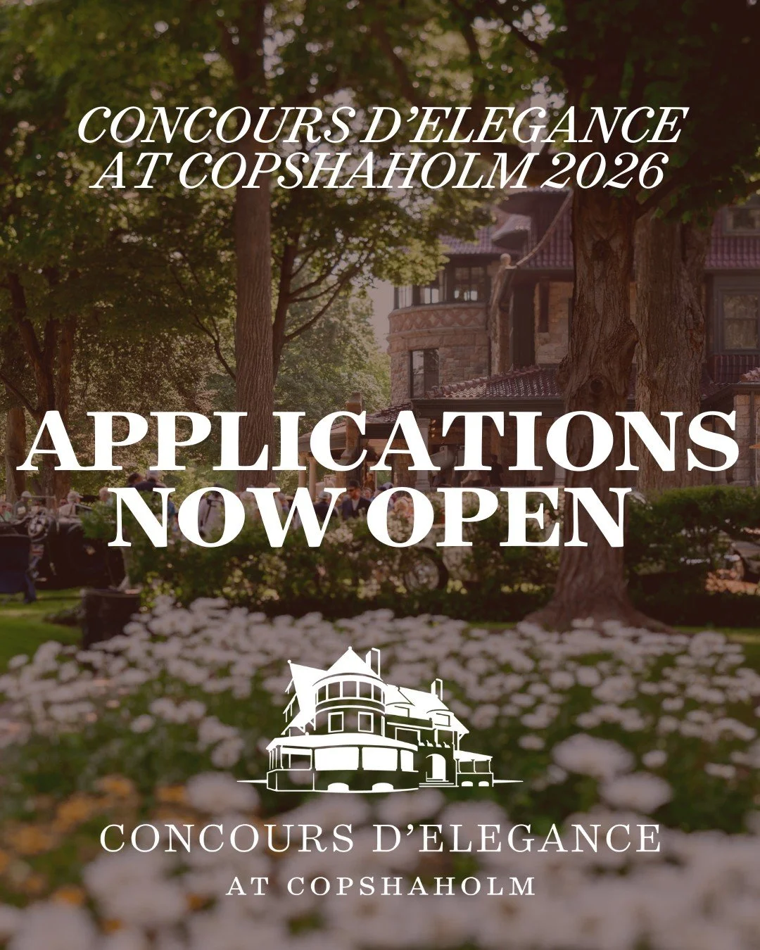 Vehicle application is now open for the 2026 Concours d'Elegance at Copshaholm. You can find the vehicle application on our website. Link in bio.