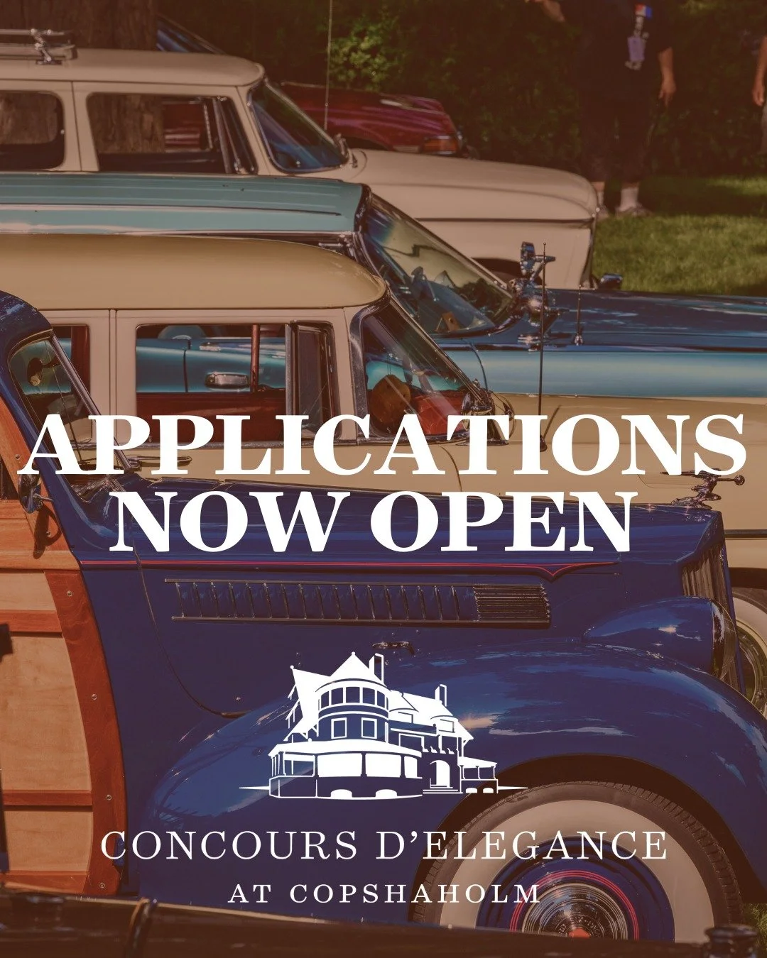 Applications are now open for the 2026 Concours d'Elegance at Copshaholm. Apply on our website at the link in our bio.