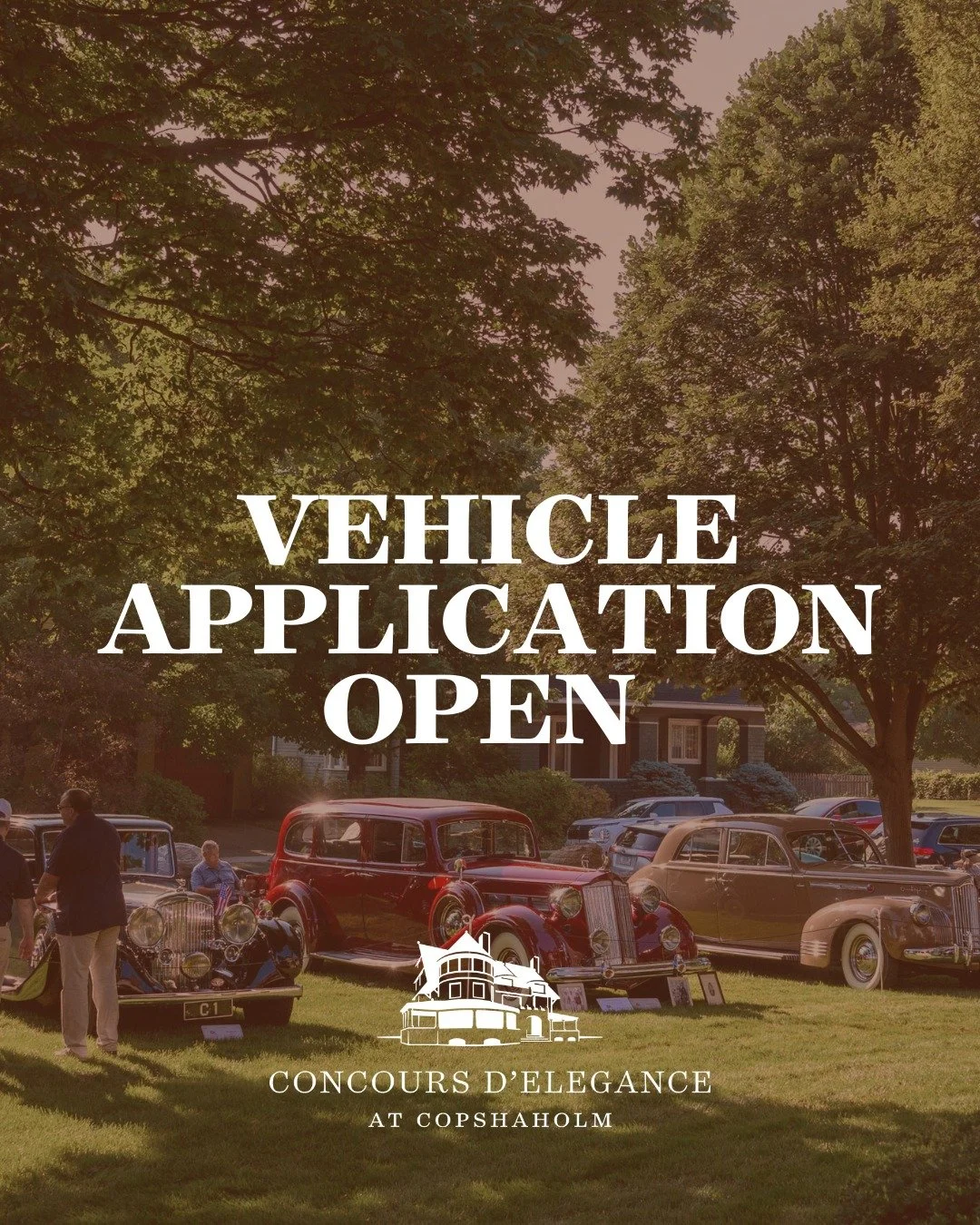 Applications are now open for the 2026 Concours d'Elegance at Copshaholm. Apply on our website at the link in our bio.