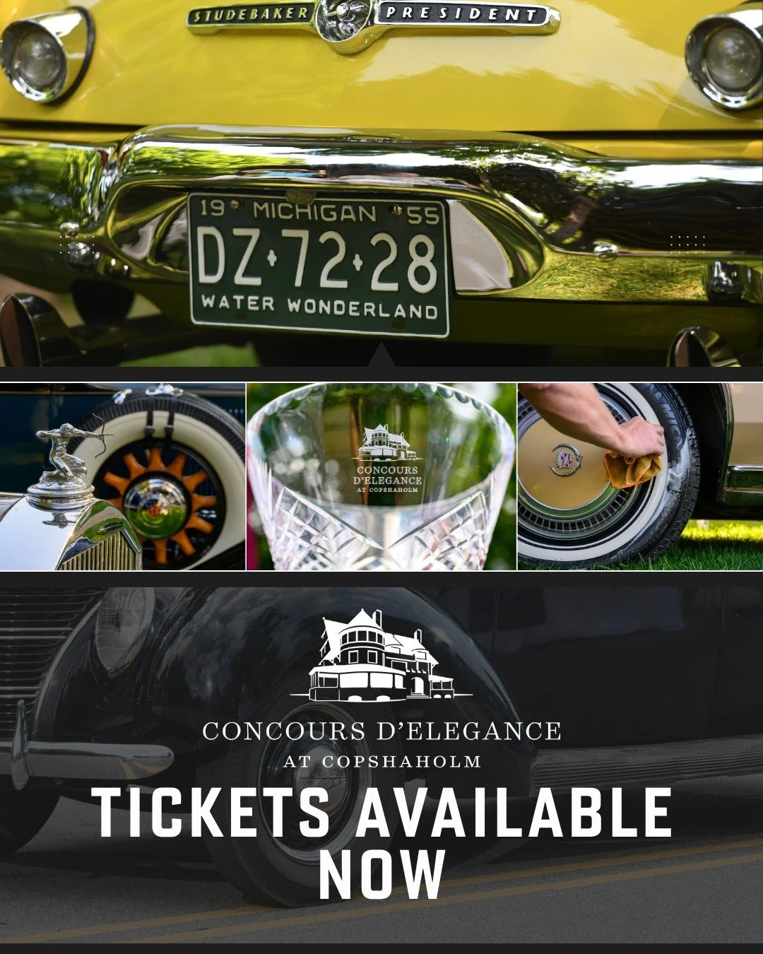 Don&rsquo;t forget to purchase your tickets for the 8th annual Concours d&rsquo;Elegance at Copshaholm so you can see who is crowned with Best of Show! Prices increase the day of the event so be sure to get them early! Ticket link is in our bio.