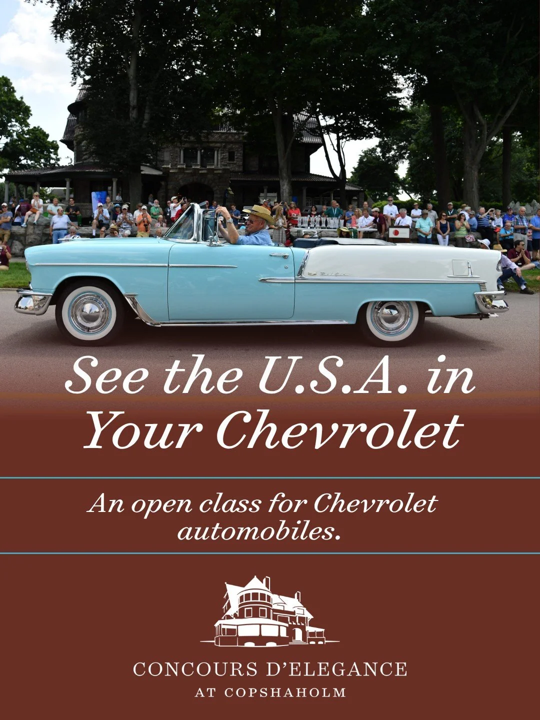 Next in our class reveal for the 2027 Concours we have, See the U.S.A. in Your Chevrolet, which is an open class for Chevrolet automobiles. If you have a vehicle that might be a great fit, application is now open on the Concours website via the link 