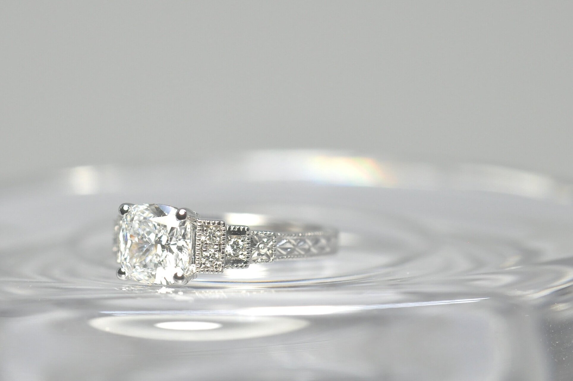 Hand Engraved Engagement Ring
