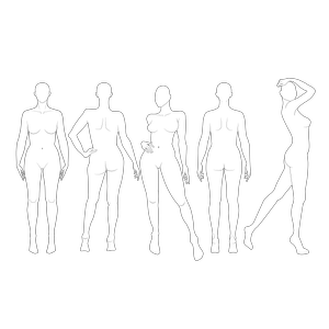 Croqui Fashion Drawing Template: Ladies Standard (Curvy) — Points