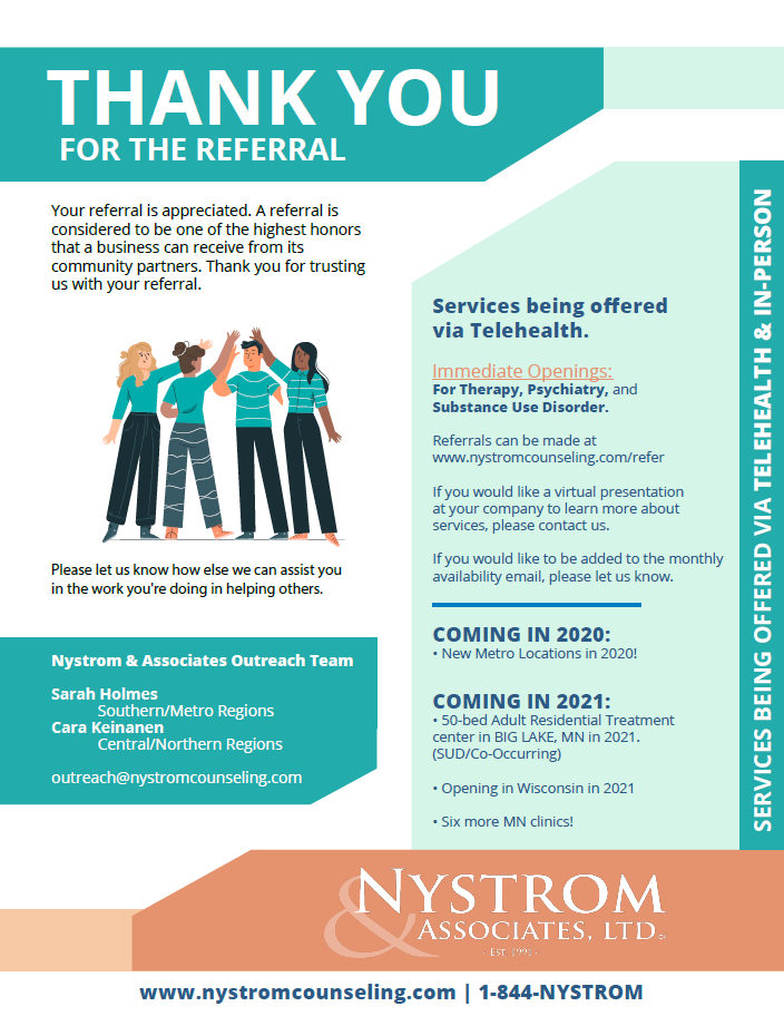 Nystrom & Associates Referral Flyer