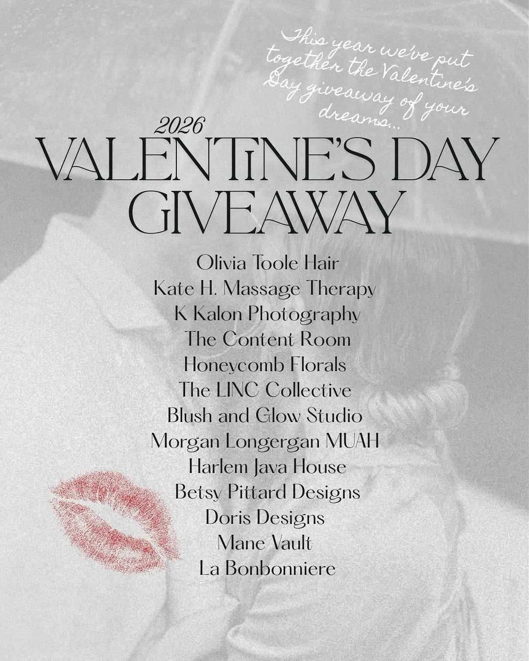 💘 LOCAL LOVE VALENTINE GIVEAWAY 💘

We&rsquo;ve teamed up with some of our favorite local businesses to create the ultimate Valentine&rsquo;s experience&mdash;self-care, style, romance, and treats all in one.

One winner will receive: $1,700+ total 