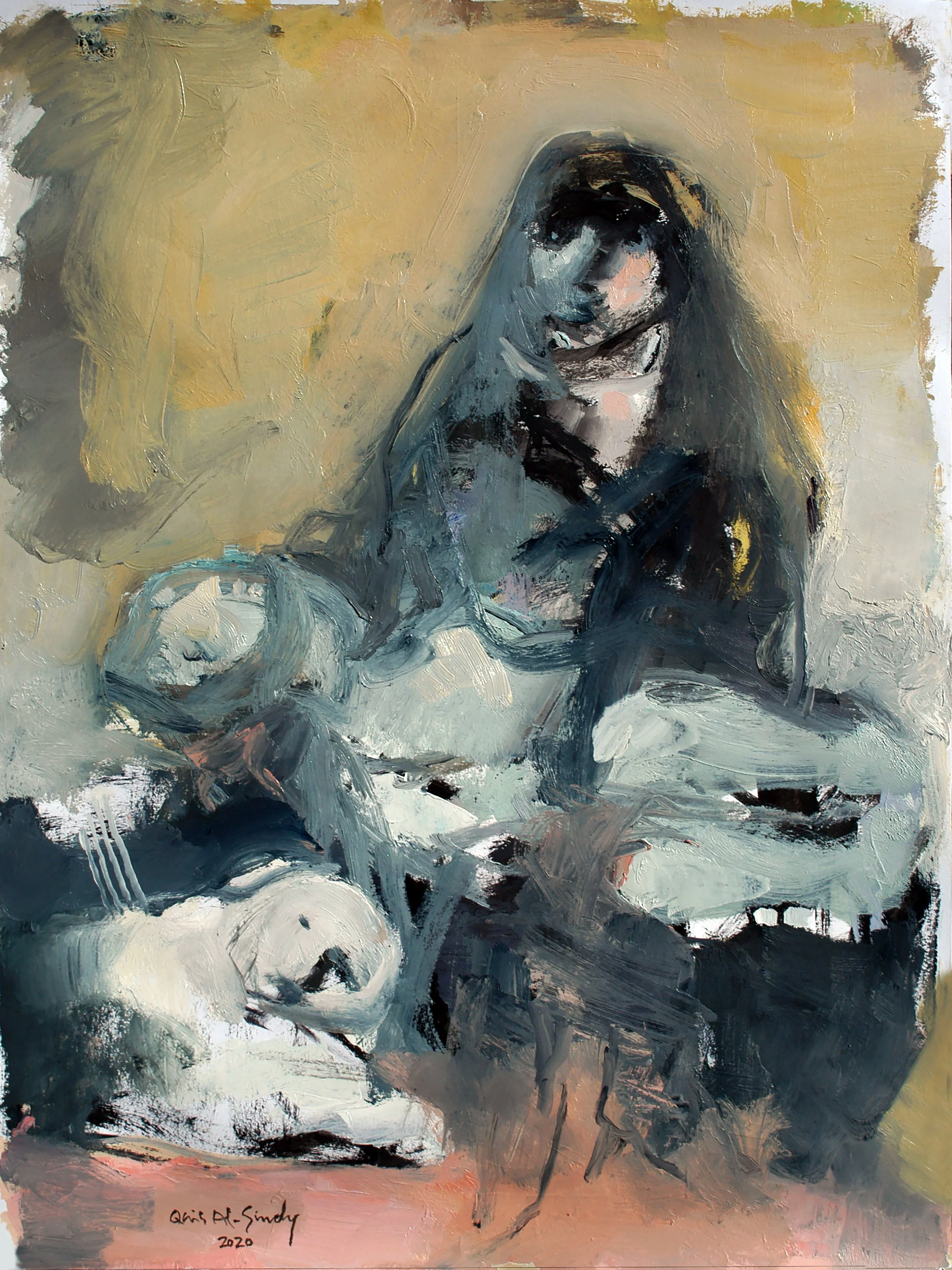 12-The Passionate mother. 18x24 inches. Oil on fine art paper..jpeg