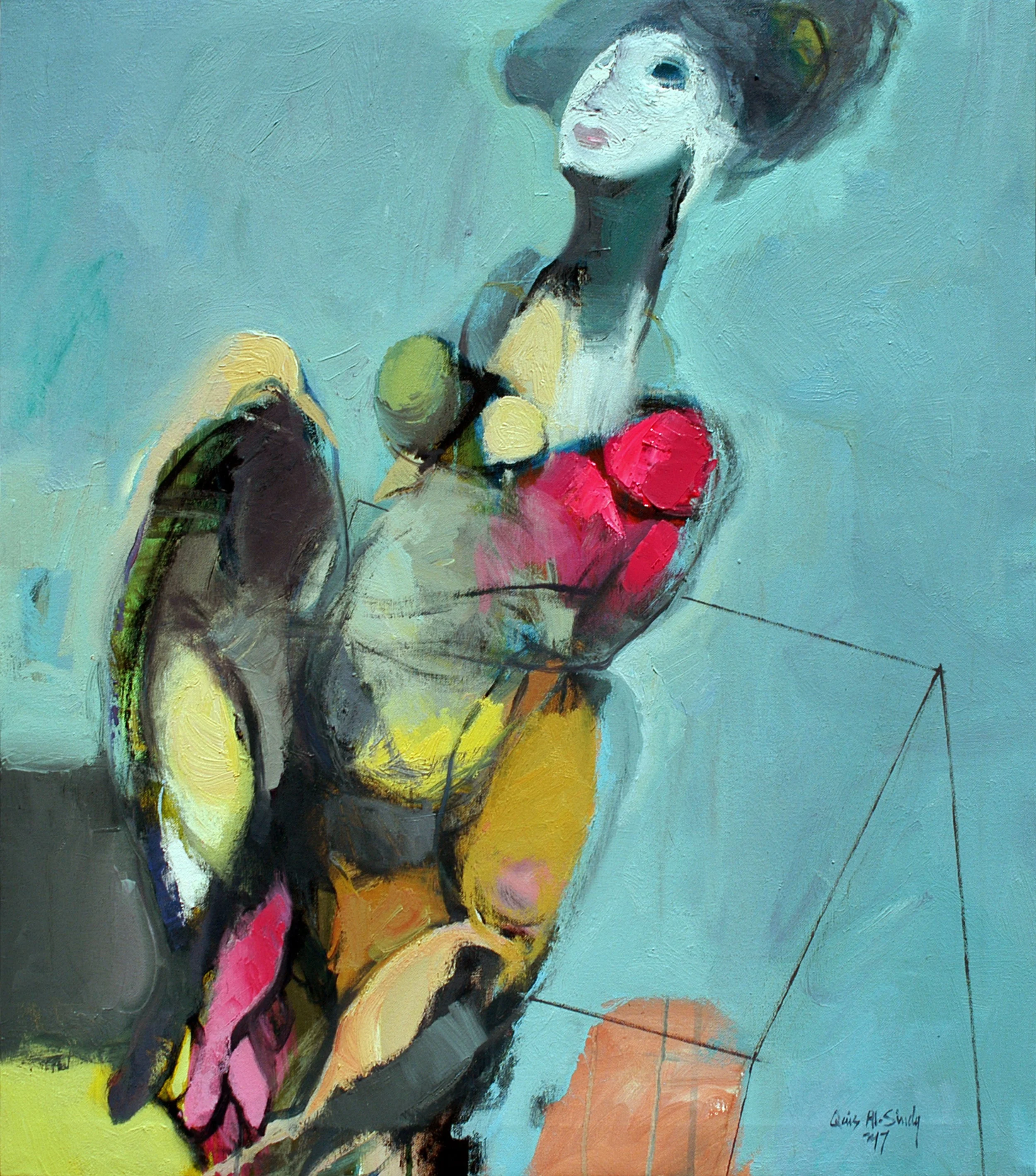 38-Woman in magenta and blue. 31.5X27.75 inches. oil on canvas..jpeg