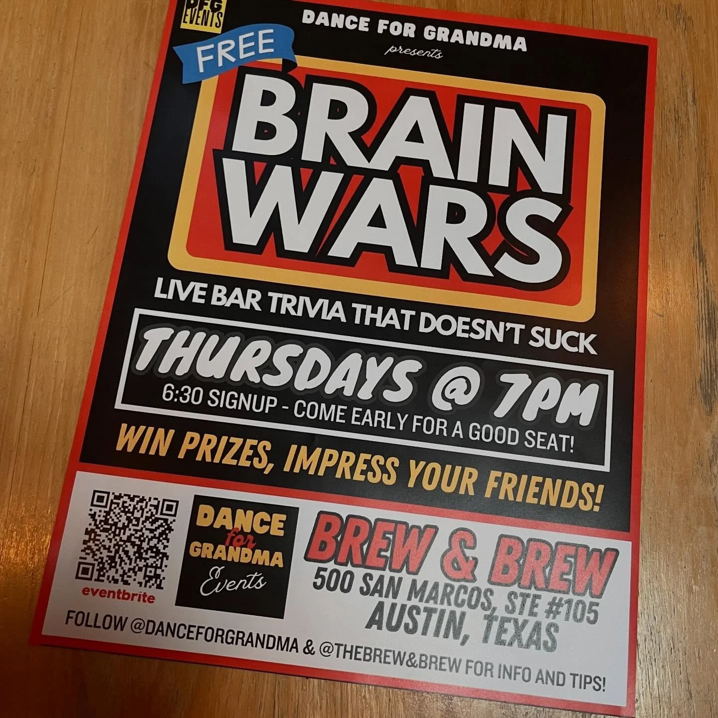 Tonight&rsquo;s the night! Well, if we&rsquo;re being honest, every Thursday happens to be &ldquo;the night&rdquo;. @danceforgrandma returns to host weekly trivia. Grab a Quittin&rsquo; Time or a bottle of wine for your friends and get that brain nic